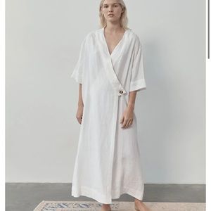 Deiji Studios OEKO-TEX certified French linen wrap dress